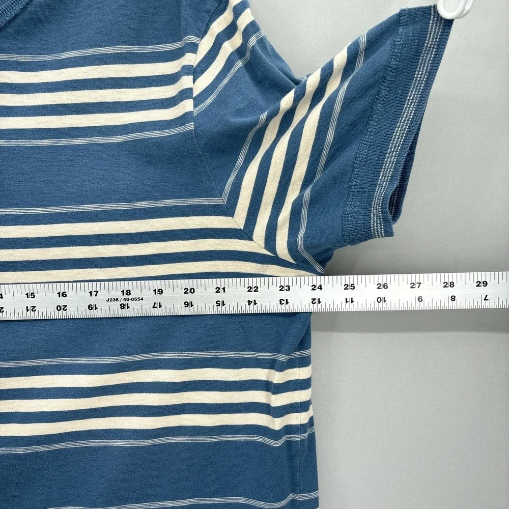 Polo Ralph Lauren Shirt Mens XL Blue Stripe Henley Knit Short Sleeve Cotton VTG